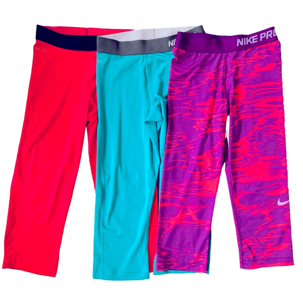 NWOT Nike Pro Athletic Crop Pants Leggings 19” Bundle of 3 Women’s Size Small